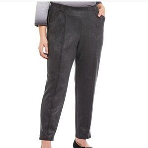 NWT Allison Daley Plus Size Charcoal Luxe Suede Straight‎ Leg Pull-On Pants Size